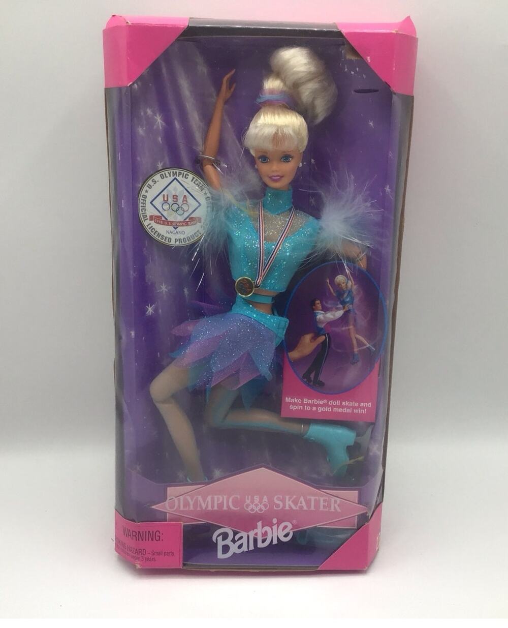 Vintage 1997 Olympic USA Skater Barbie Doll Nagano Winter Games NIB Mattel 1850